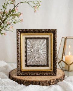 Divine Radha Krishna Ornate Silver Frame